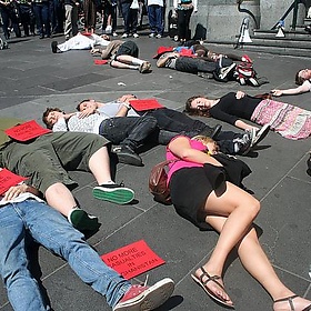 Flashmob die-in protest - Flinders Street Station Melbourne - Takver