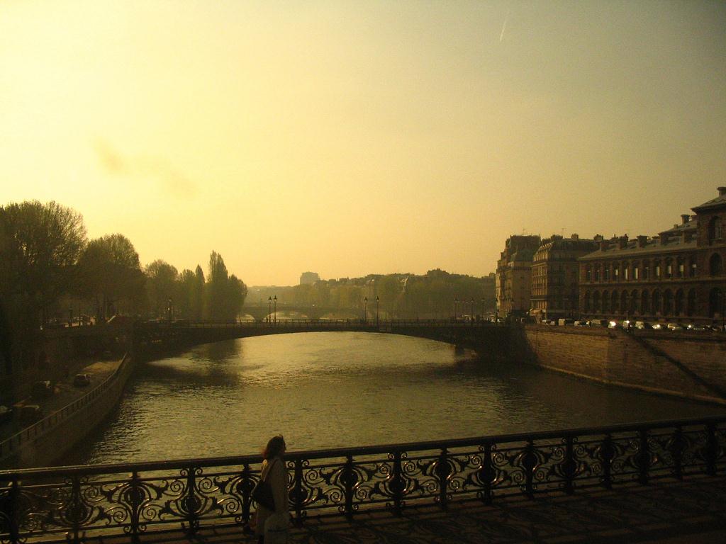River Seine, city Paris in the morning