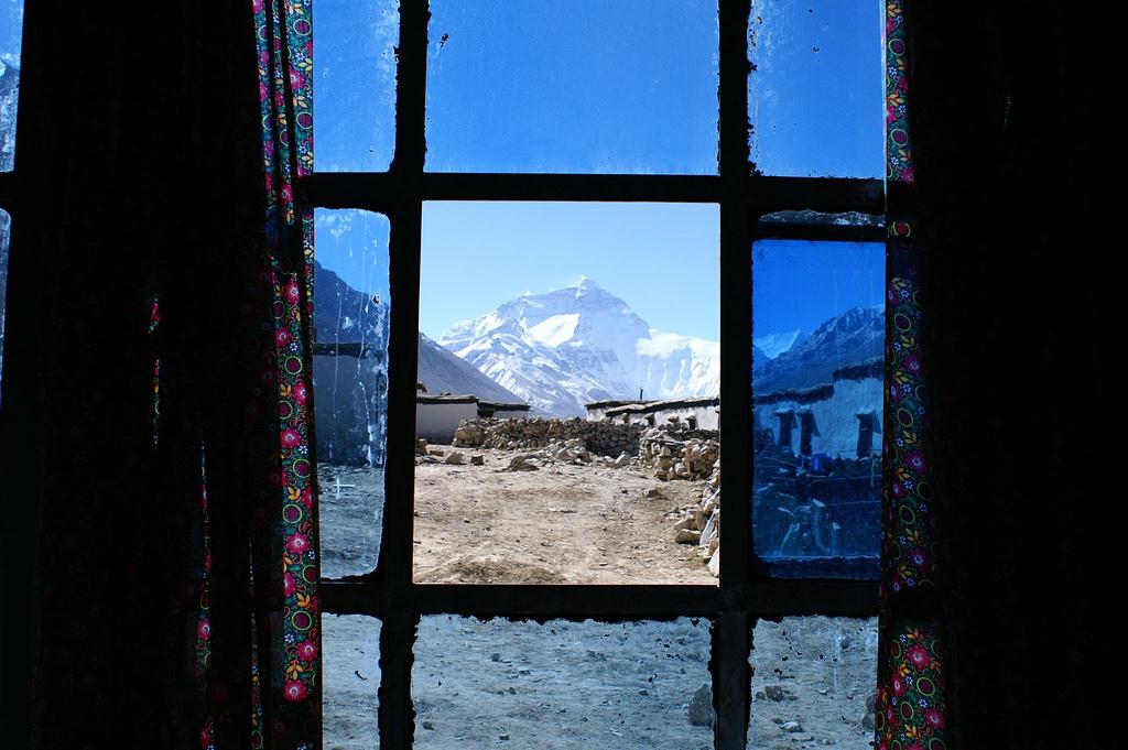 Mount Everest from monastery window