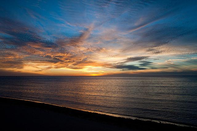 The sun goes down